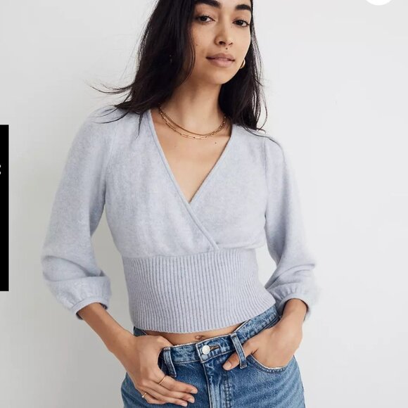 NWT Madewell Wrap V-Neck Sweater in Coziest Yarn - Picture 2 of 4